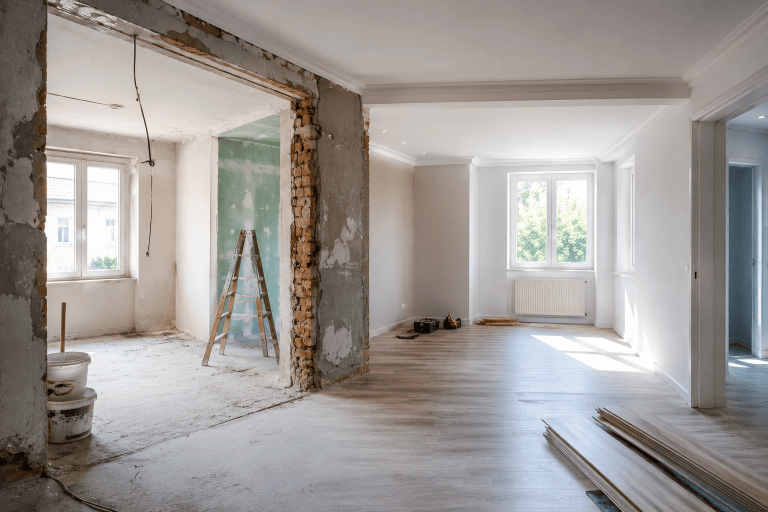 Wohnraum während der Innensanierung